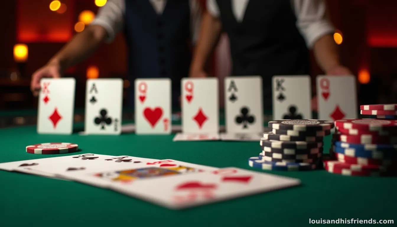 Une table de poker Texas Hold'em avec des cartes et quatre boutons d'action étiquetés se coucher, checker, suivre et relancer.